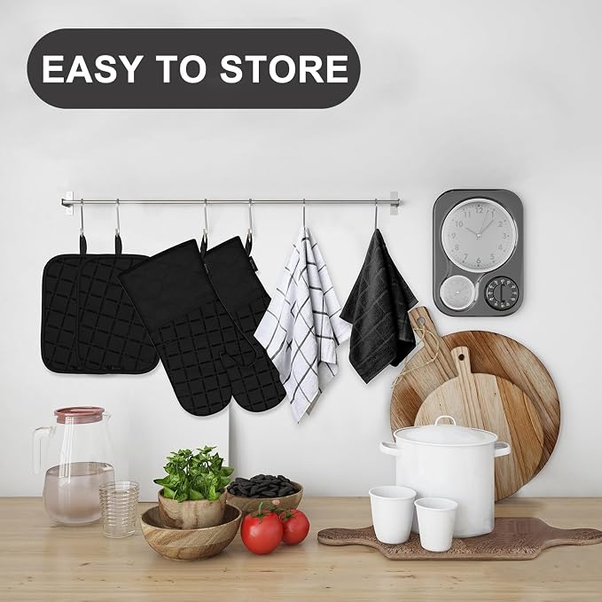 Oven Mitts Kitchen Towels and Dishcloths Pot Holders Sets, Oven Gloves Kitchen - Image 6