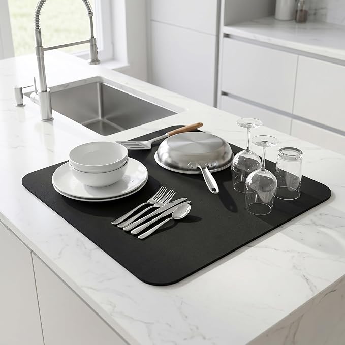 Customizable Dish Drying Mat: 24"Lx20"W Trimmable Quick Dry Pad by EazziSwitch