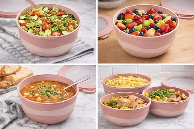 Pera Mixing Bowls with Lids Set, 8 Piece, BPA Free Nesting Kitchen Bowl Set - Image 8