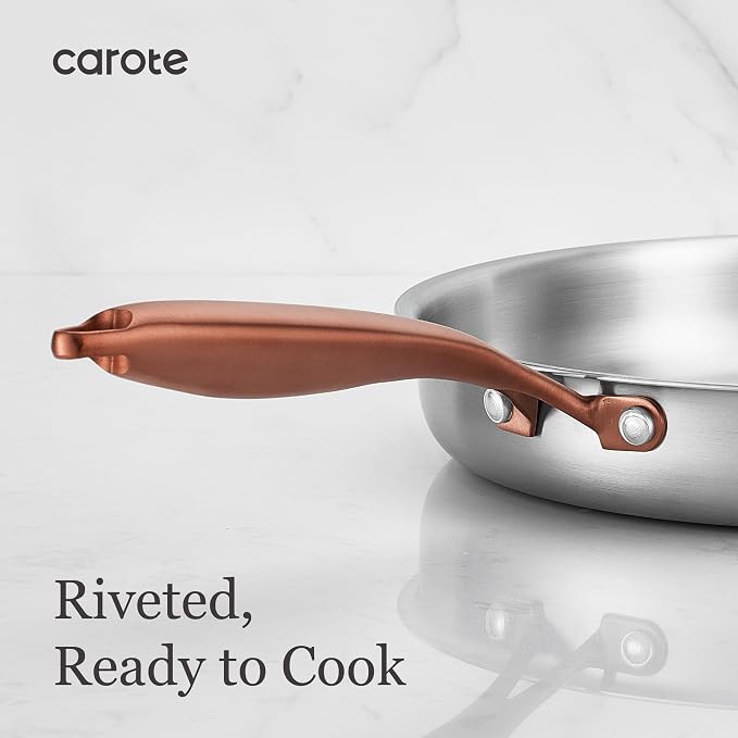 CAROTE 7-Piece Tri-Ply Stainless Steel Frying Pan Set, Skillet Set 8"/10"/12" - Image 5