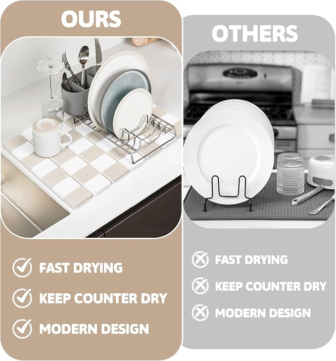 Yamaziot Stone Drying Mat for Kitchen Counter, Quick-Dry Diatomaceous Earth Mat - Image 7