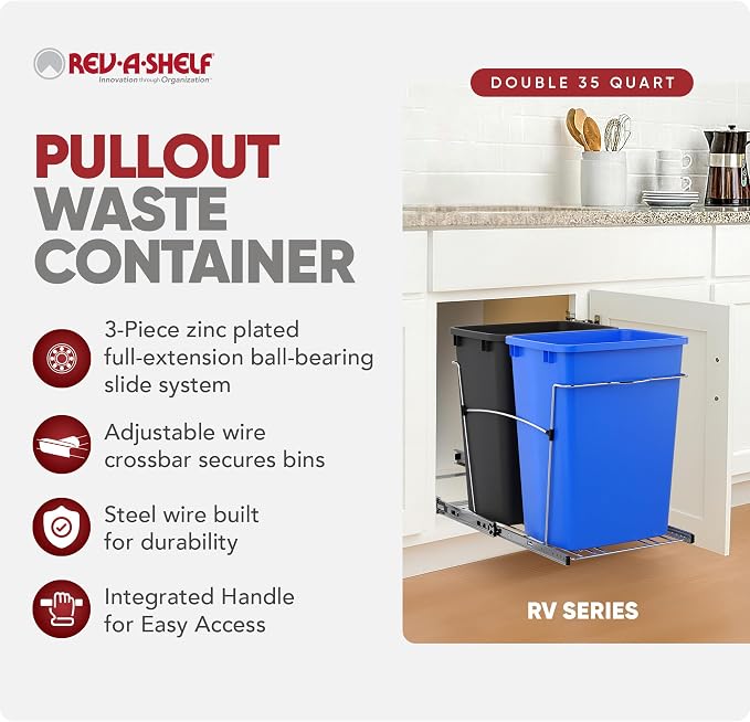 Rev-A-Shelf RV-18KD-2218C-S Double Pullout Trash Cans - Image 2