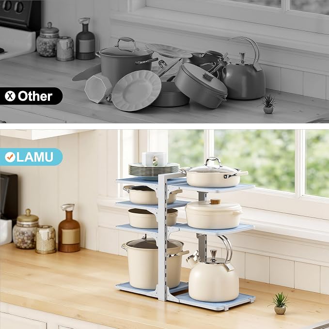 LAMU Pots and Pans Organizer under Cabinet, 8 Tier Heavy Duty Pan Organizers - Image 7