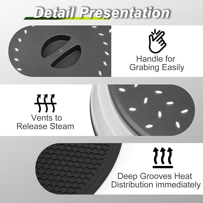 4 in 1, WENWELL Vented Collapsible Microwave Splatter Cover & Mat, Kitchen dish - Image 7