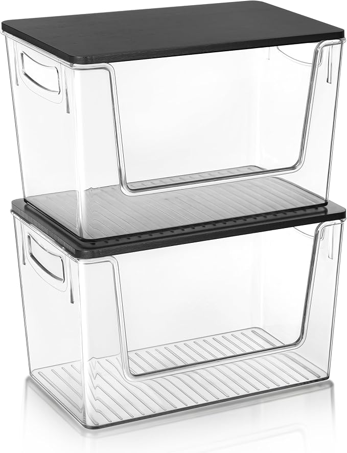 Heyuzb Pantry Organizers Storage, 2 Pack Large Clear Storage Bins - Image 8