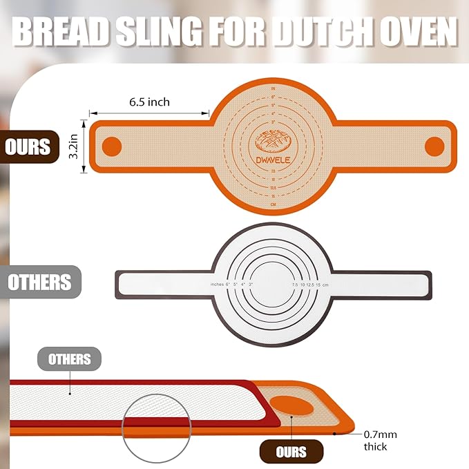 Silicone Bread Sling for Dutch Oven, Non-Stick & Easy to Clean Bread Baking Mat - Image 4