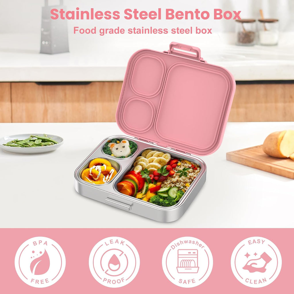Stainless Steel Bento Lunch Box for Kids | 3-Compartment Lunch Box