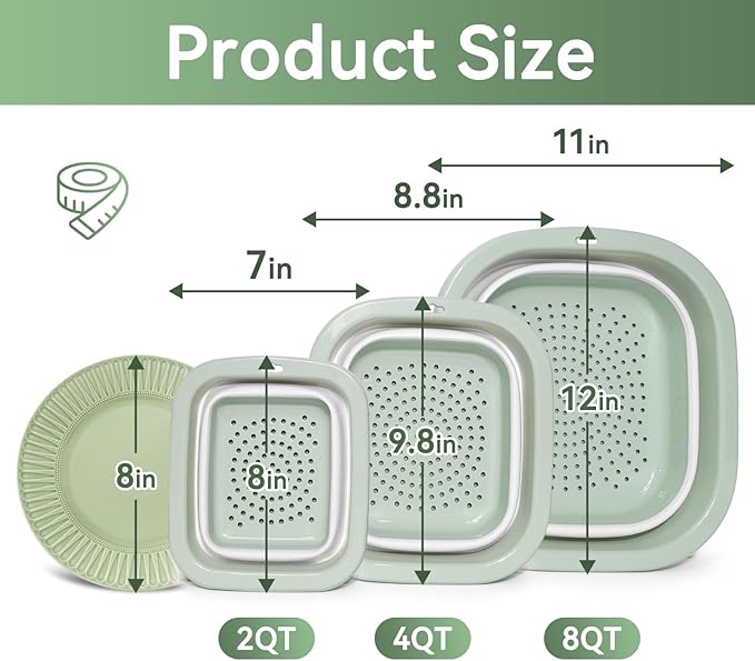 Collapsible Colander and Sink Basin Set - 2 in 1 Collapsible Colander Strainer - Image 2