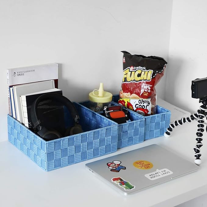 Posprica Woven Storage Baskets for Organizing, Small Black Baskets Cube Bin - Image 5