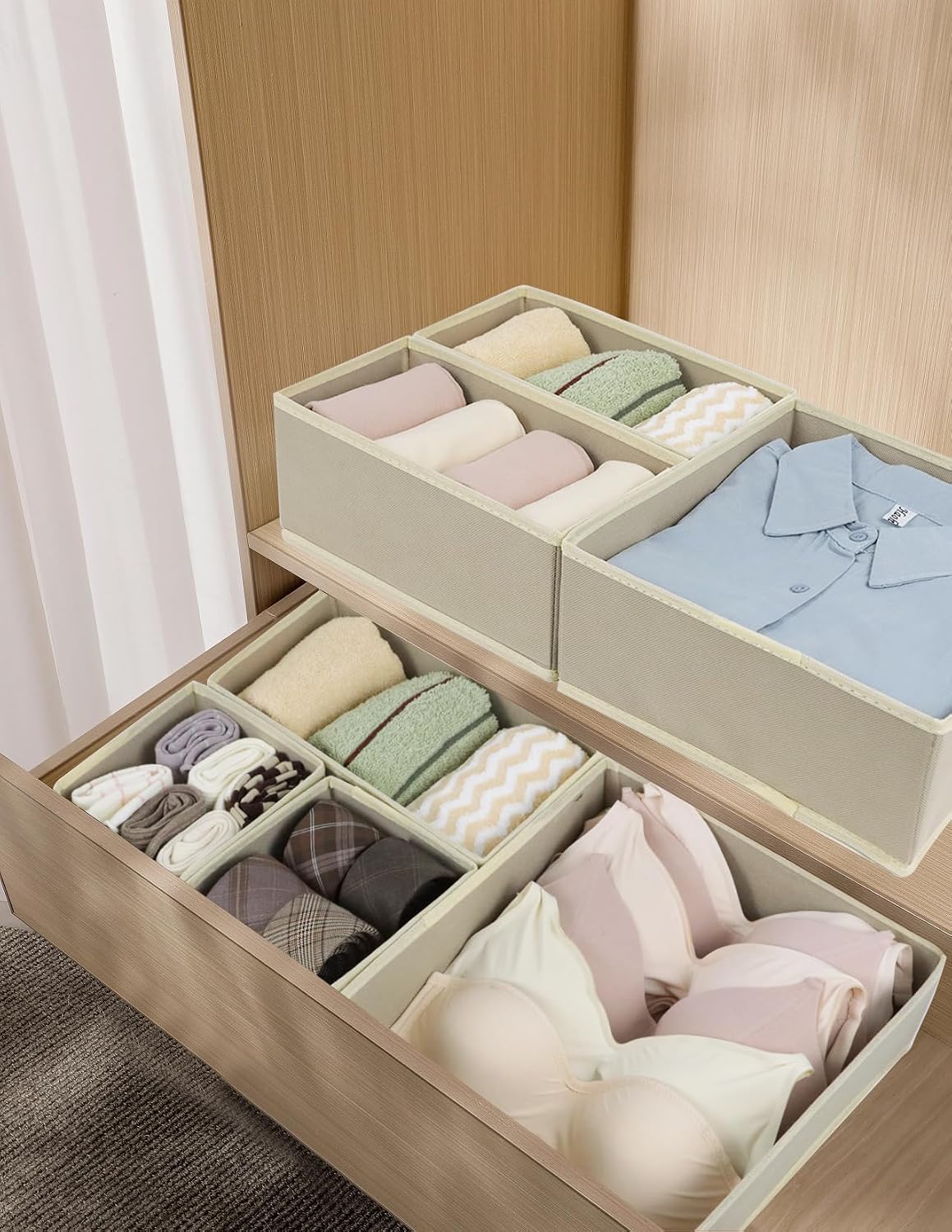 Fordonral 12 Pack Drawer Organizer Clothes, Foldable Fabric Dresser