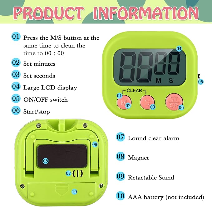 Xuhal 50 Pieces Digital Kitchen Timer Bulk, Small Magnetic Timers - Image 4