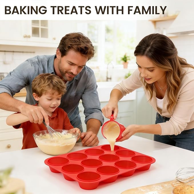 CAKETIME Silicone Muffin Pan 3 Pack Regular 12 Cup Muffin Tin - Image 4