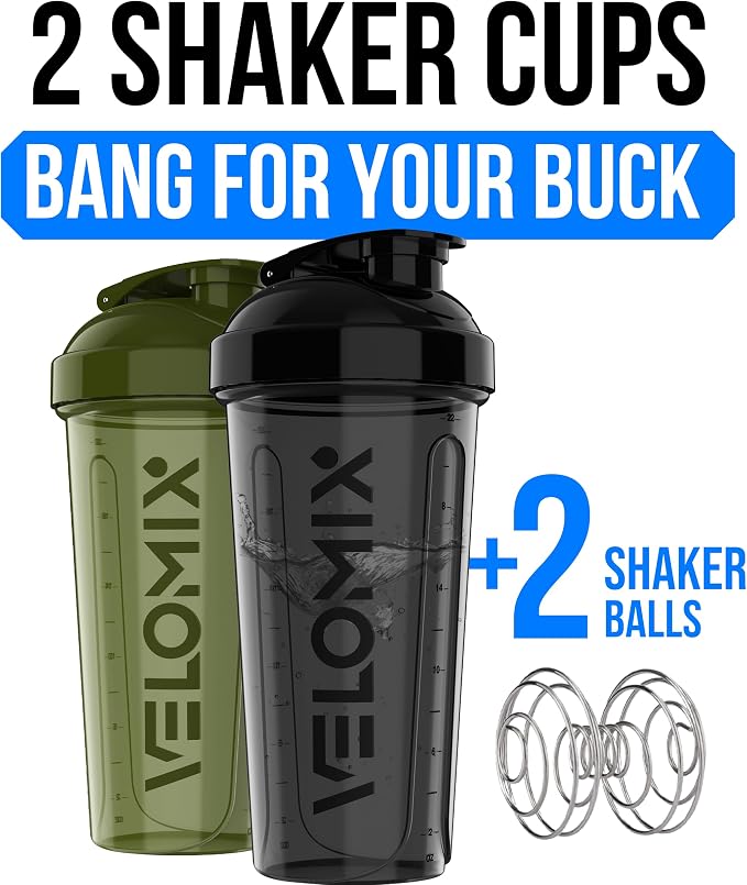 VELOMIX -2 Pack- 28 oz Protein Shaker Bottles - Image 2