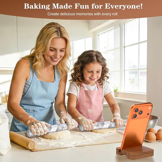 Marble Rolling Pin with Wooden Stand, FiiMan 12 Inch Heavy Rolling Pin - Image 6