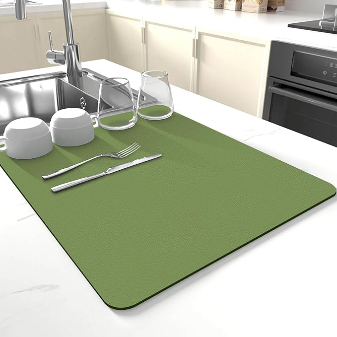 Dish Drying Mat for Kitchen Counter, Drying Mat for Dish Rack, Absorbent Hide by JuSiyley