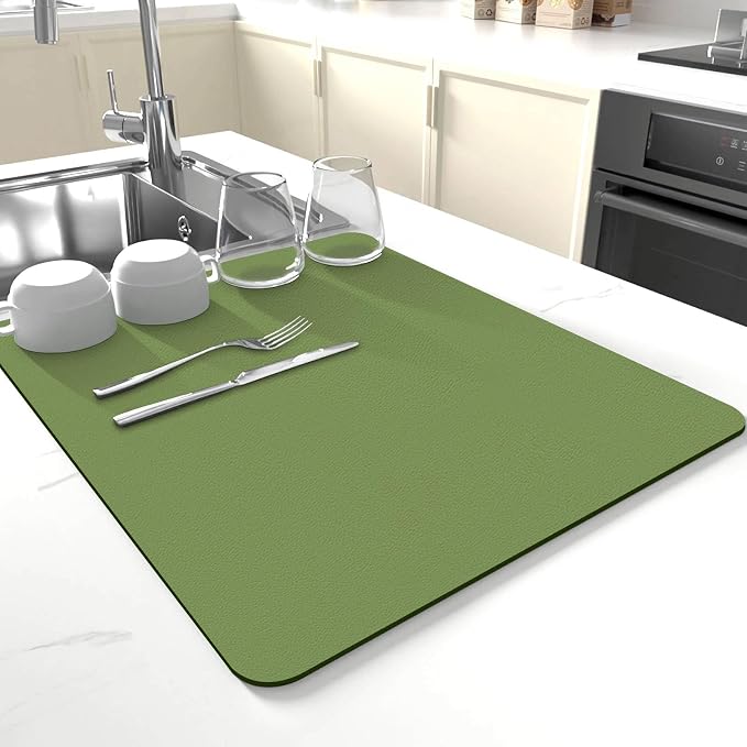 Dish Drying Mat for Kitchen Counter, Drying Mat for Dish Rack, Absorbent Hide by JuSiyley
