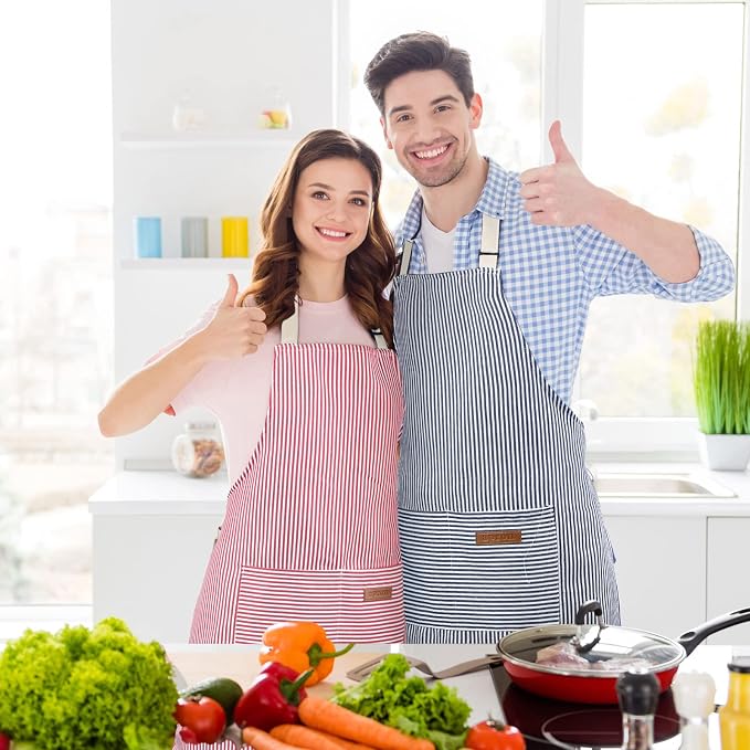 Handepo 12 Pcs Cotton Aprons for Women Men - Image 5
