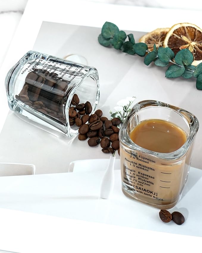 Shot Glasses Measuring Cup Set 2PACK Espresso Shot Glasses Liquid Heavy Glass - Image 6