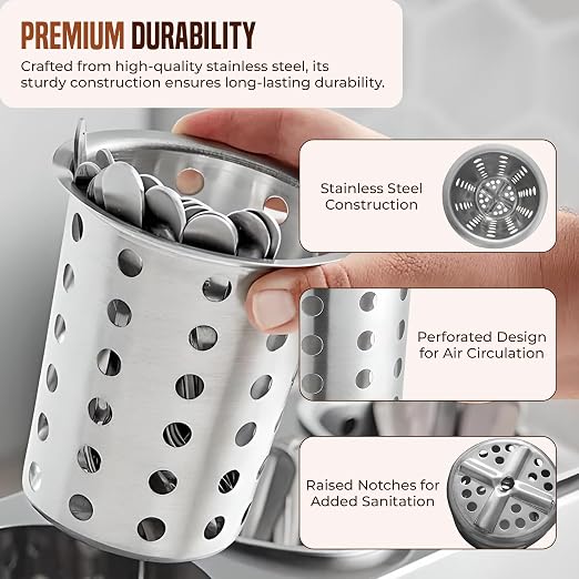 OCS Parts Stainless Steel Utensil Drying Cups | Stainless Steel | Perforated - Image 4