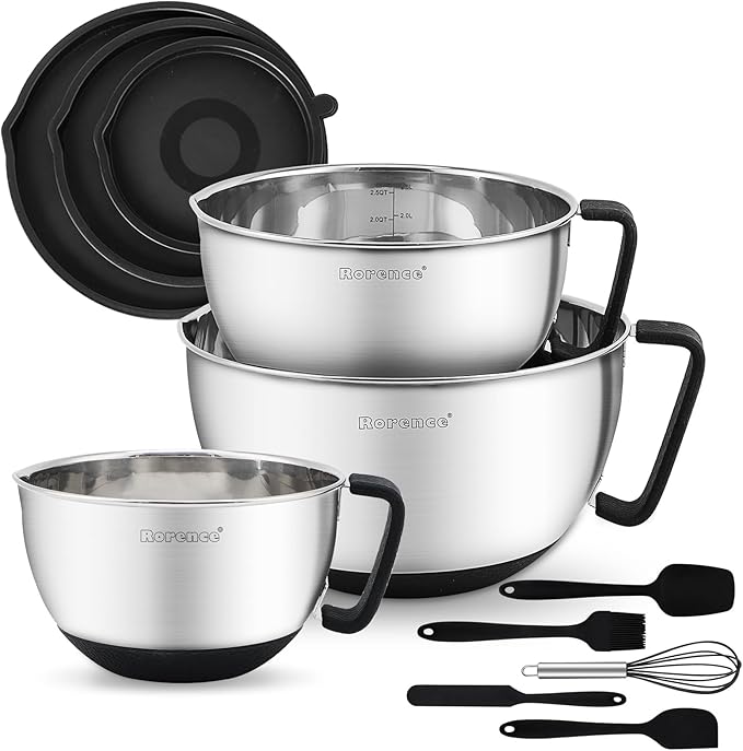 Rorence Stainless Steel Mixing Bowls: Metal Mixing Bowl Set by Rorence