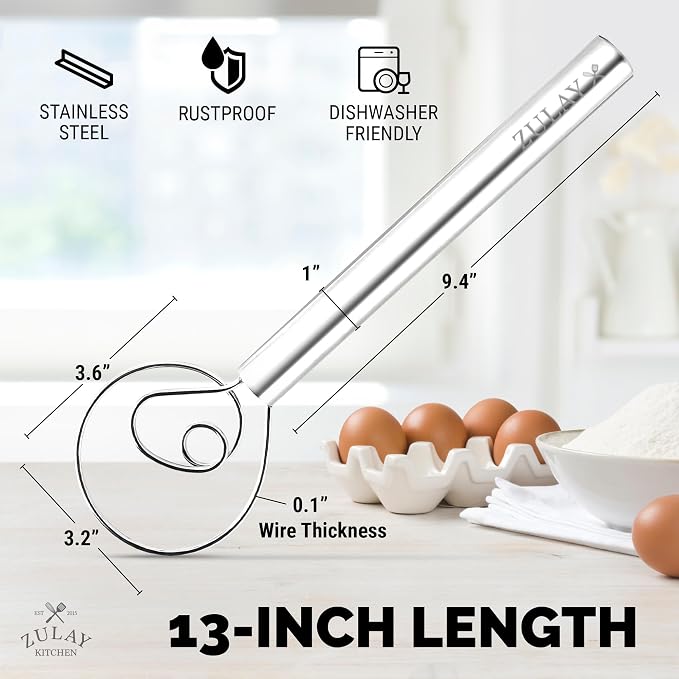Zulay Kitchen 13-Inch Danish Dough Whisk - Image 2