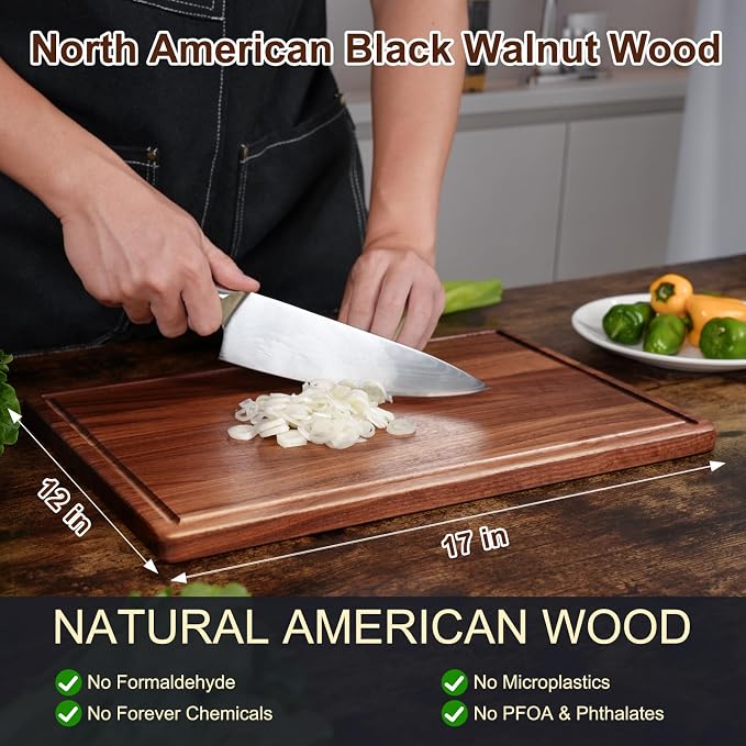 Walnut Wooden Cutting Boards for Kitchen, Solid Wood Cutting Board Set - Image 2