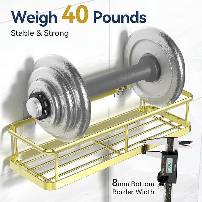 YASONIC Shower Caddy Adhesive, No Drill Bathroom Shower Organizers, - Image 4