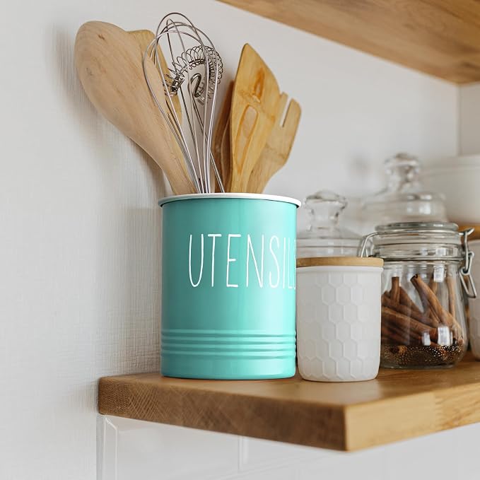 Bivvclaz Teal Kitchen Utensil Holder, 6.7" Utensil Holder - Image 6