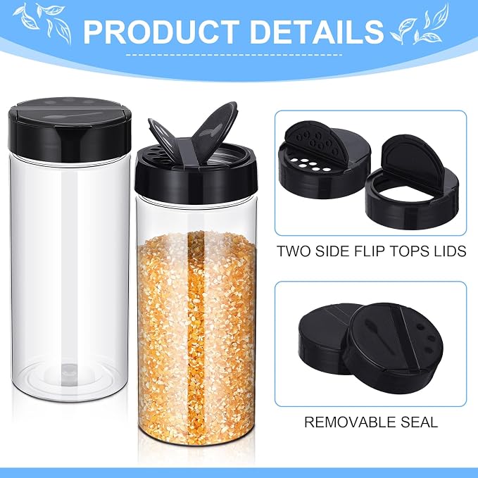 Zhehao 24 Pieces Plastic Spice Containers Plastic Spice Bottles Clear Reusable - Image 4