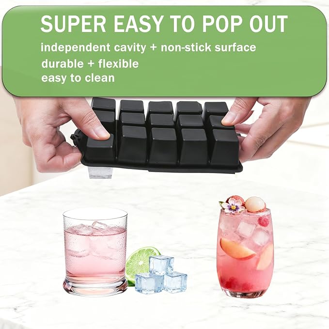 Ice Cube Trays for Freezer, 2 Pack Easy Release Slicone Ice Cube Tray - Image 3