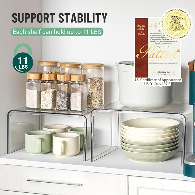 Clear Spice Rack Shelves, Pantry Organizers and Storage Set of 4, Display Shelf - Image 6