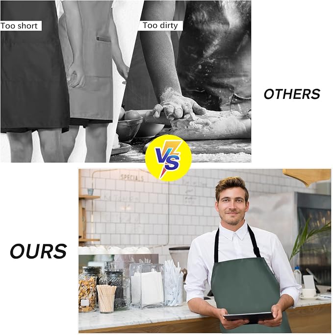 Gotega Waterproof Rubber Vinyl Apron Adjustable Dishwasher Apron - Image 6