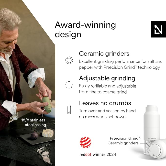 LARS NYSØM Salt and Pepper Grinder Set, Stainless Steel Manual Salt and Pepper - Image 2