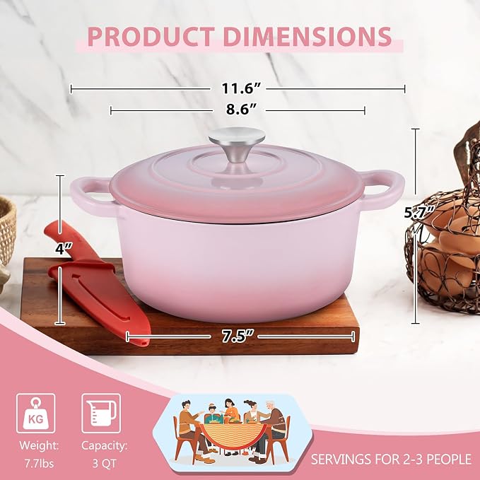 E-far 3 Qt Enameled Cast Iron Dutch Oven - Image 2