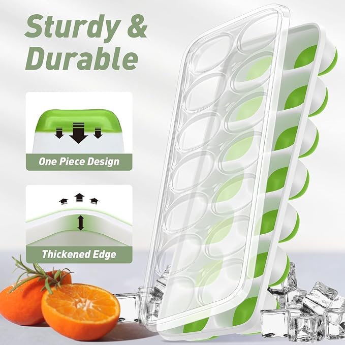 ChefAide Ice Cube Tray with Lid, 2 Packs 28 Cubes Durable Stackable Ice Cube - Image 4
