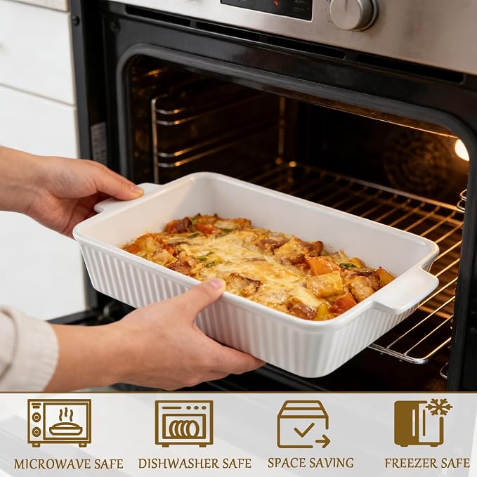 Casserole Dish, 9x13 Baking Pan, 4.4QT Large Casserole Dishes - Image 5