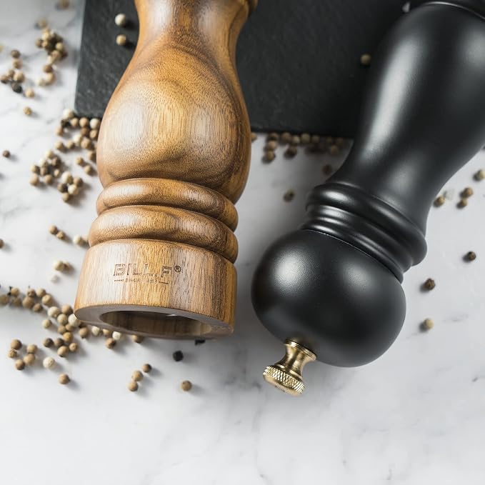 BILL.F Salt and Pepper Grinder Wooden Black Pepper Mill Grinder Salt Pepper - Image 7