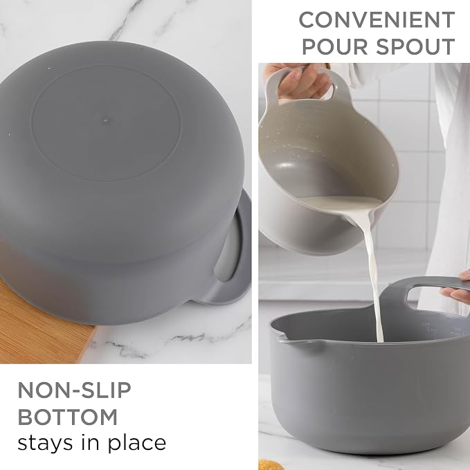COOK WITH COLOR Nesting Plastic Mixing Bowl Set with Pour Spouts and Handles - Image 2