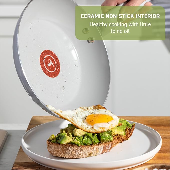 T-Fal Refresh Ceramic Nonstick Cookware Set, Oven Safe to 350°F, Ceramic Pots - Image 3