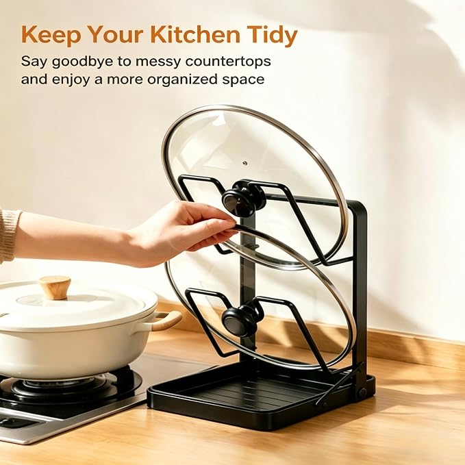 Pot Lids Organizer Rack for Cabinet and Countertop, 304 Stainless Steel Kitchen - Image 5