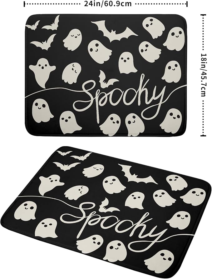 Halloween Dish Drying Mat for Kitchen Counter 18x24 Cute Ghost Black Spooky - Image 2