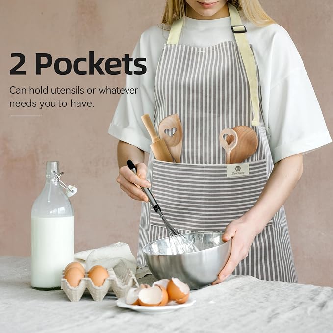 NLUS 2 Pack Kitchen Cooking Aprons, Adjustable Bib Waterproof Chef Apron - Image 2