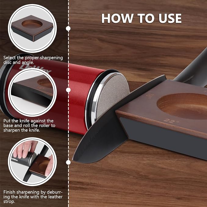 Knife Sharpener, Longer Rolling Knife Sharpener Kit, Diamond & Ceramic Knife - Image 4