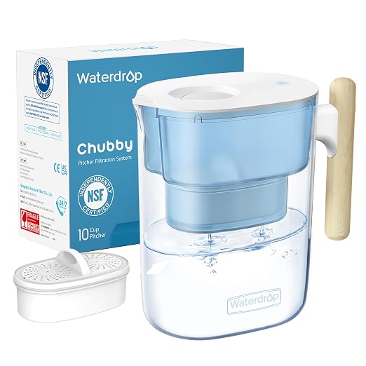 Waterdrop PT-04B Water Filter Pitcher, 10-Cup Capacity, NSF Certified, by Waterdrop