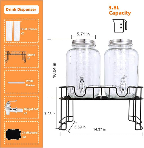 1 Gallon Glass Drink Dispensers - Image 2