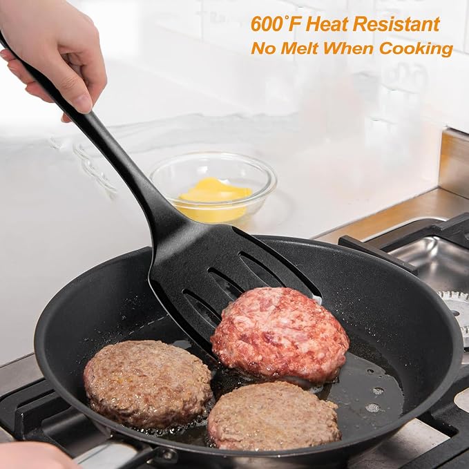 Silicone Cooking Utensils Set, Heat Resistant and large Non Stick Spatulas & - Image 7