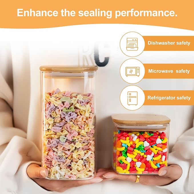Glass Storage Jars 6 Pack -50ozClear Glass Food Storage Containers - Image 6