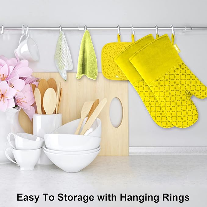 KEGOUU Oven Mitts and Pot Holders 6pcs Set, Kitchen Oven Glove High Heat - Image 4