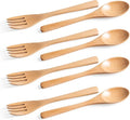 8pcs 6.3inch Schima Wooden Utensil Set Including Spoons and Forks, Reusable by HEFILD