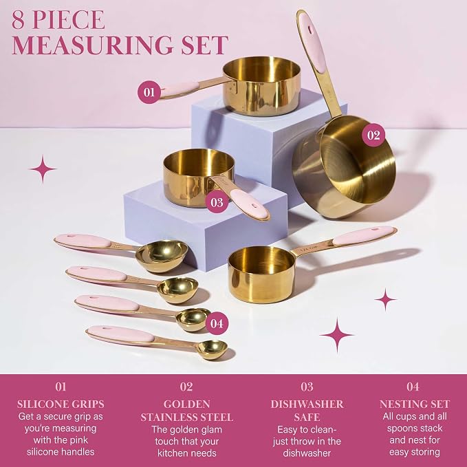 Paris Hilton Measuring Cups and Spoons Set, Stainless Steel - Image 3